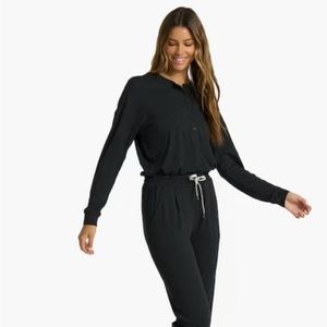 Vuori Lux Henley Jumpsuit | Black Heather
